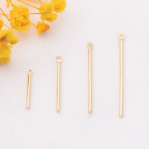 14K Gold Plated Copper Round Bar Earring Pendants DIY Jewelry Making Accessories Metal Bar Connector Pendants For Earrings