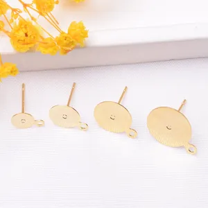 DIY Earring Stud Post Components With Loop 925 Sterling Silver Earring Post Copper Flat Round Base Finding For Jewelry Making