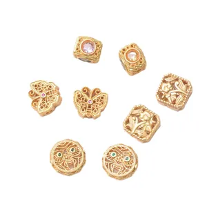 Ancient gold-plated hollow charms in butterfly and square shapes for DIY jewelry making