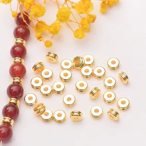 Cuentas Espaciadoras Redondas de Latón Liso de Doble Capa Chapadas en Oro Para Hacer Joyería DIY Pulseras Collares