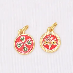 Golden red enamel pendant charms for DIY jewelry making and handmade bracelets