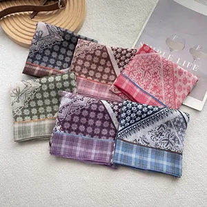 Foulard Quadrato da Donna con Stampa Retrò in Raso Misto Cotone Fascia per Capelli Multifunzionale Decorazione per Borse Floreale a Quadri