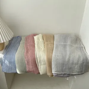 Women's Lightweight Pleated Shawl Scarf Solid Color Sun Protection Thin Chiffon Feel Wrap For Travel Daily Fashion Scarf