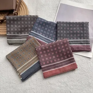 Business style geometric square scarf set in five colors with subtle stripe details