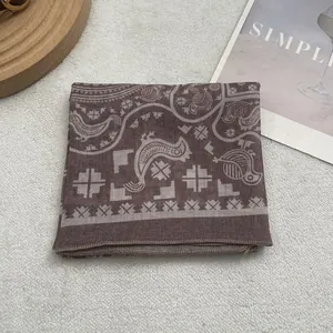 Exotic Egyptian print cotton square scarf in brown with ethnic bird patterns