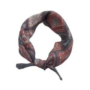 Ethnic bohemian cotton linen bandana scarf with vintage geometric tribal pattern