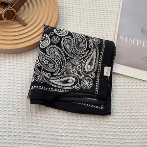 Κλασικό ασπρόμαυρο μοτίβο λαχούρι σε premium τετράγωνο μαντήλι από ραμί για άνδρες και γυναίκες