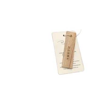 Natural camphor wood hanger for moth protection with rectangular block and brand tag