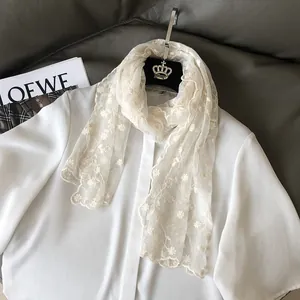 Damen Romantisch Süß Mori-Stil Spitze Schal Koreanische Blumenstickerei Netz Schal Japanisch Vielseitig Mode Schultertuch Wrap
