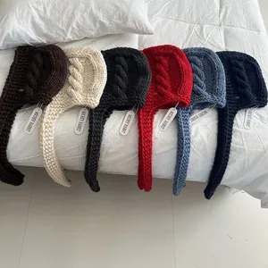 Thick knitted balaclava beanies with earflaps in multiple colors for winter warmth