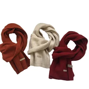 Classic 100% Australian wool scarves in caramel, oatmeal, and burgundy knit style