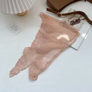 Detailed close-up of French vintage rose lace headscarf with delicate scallop eyelash edges