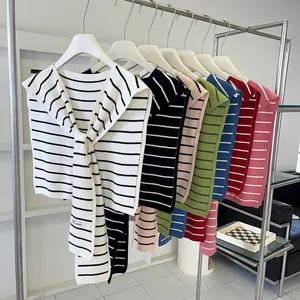 Collection de châles en tricot à rayures classiques avec liens de cou en plusieurs couleurs