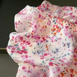 Romantic pink cherry blossom scarf for women featuring lightweight floral cotton fabric