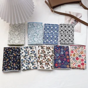 Lot de neuf foulards carrés en coton à fleurs avec motifs vintage pour cheveux et déco