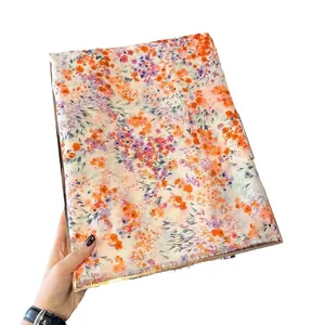 Romantic pink cherry blossom floral scarf in light cotton linen for summer sun protection