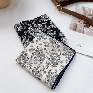 Retro floral cotton neckerchief set with paisley and flower patterns on white background