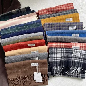 Écharpe Élégante en Cachemire à Carreaux de Style Britannique pour Femmes Châle Long à Glands Chaud et Épais d'Hiver Mode Cache-cou Polyvalent