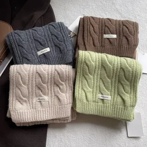 Écharpe Femme 100% Laine Tricot à Torsades Chaud Hiver Pashmina Châle Couleur Unie Épaisse Longue Tricoté Enveloppante Cadeau Mode