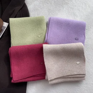 100% Wolle Strickschal Für Damen Herren Monet Garten Einfarbig Warm Winter Gerippter Schal Vielseitig Weich Halstuch Dick Langer Schal