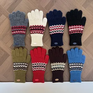 Fair-Isle-Strick-Winterhandschuhe Für Damen Herren Warm Wollmischung Touchscreen Geometrisches Jacquard Handschuhe Weihnachts-Accessoires