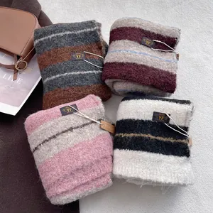 Hochwertiger Wollmischung Gestreifter Schal Für Herren Damen Boyfriend Stil Dick Warmer Gestrickter Schal Retro Winter Herbst Unisex Accessoires