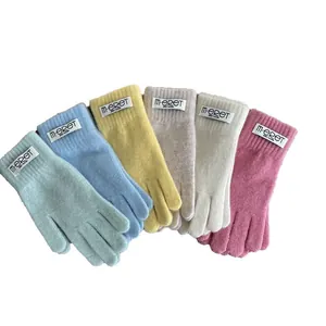 Pastel knit touch screen gloves for women in multiple candy colors for winter warmth