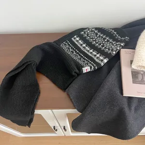 Detailed close-up of Fair Isle knit balaclava with Nordic patterns and rib-knit finish