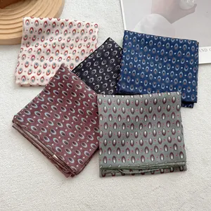 5-piece set of men's silk pocket squares with vintage geometric prints in assorted colors