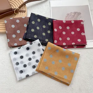 Carré en Coton à Pois Style Coréen Foulard de Cou Bandeau de Cheveux Léger Petit Foulard en Satin Décoratif pour Femme Quotidien