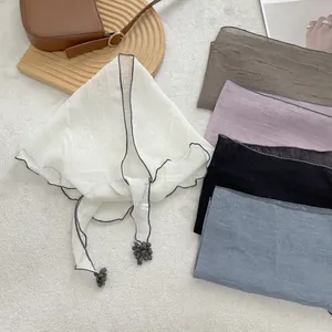 Elegant lace triangle scarf for women in multiple colors with wavy edges and soft texture