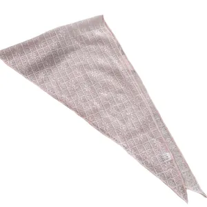 Pink lace triangle scarf with floral checkered patterns and soft mesh texture