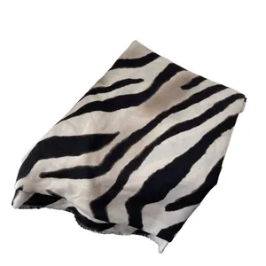 Long zebra print scarf with tassels, thick double-sided wrap for women in black and grey