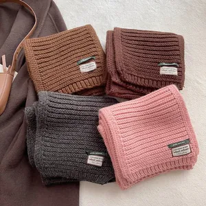 Chic thick wool blend knitted scarves in four colors with minimalist autumn labels