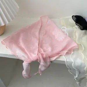 Koreanischer Stil Blumen Jacquard Dreieckschal Damen Süß Transparent Polyester Schal Mode Kopftuch Halstuch Accessoire