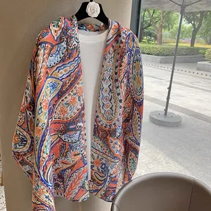 Ethnic paisley print long shawl scarf for travel and beach sun protection photography