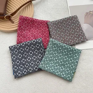 Retro Floral Geometric Print Square Scarf For Women Cotton Blend Decorative Headband Neck Scarf Hair Tie Fashion Accessory