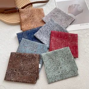 Vintage paisley βαμβακερό λινό μικρό τετράγωνο μαντήλι σε διάφορα κομψά χρώματα για γυναίκες