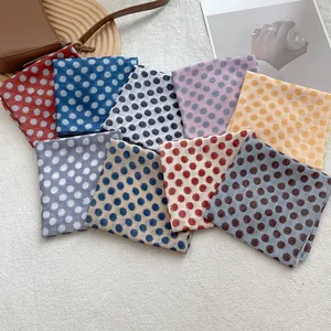 French vintage polka dot cotton linen square scarves in multiple colors for women