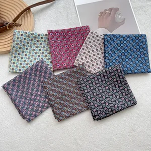 Vintage Floral Print Square Scarf For Women Retro Satin Look Neck Scarf Lightweight Multi Purpose Decorative Head Scarf Hair Band Accessory