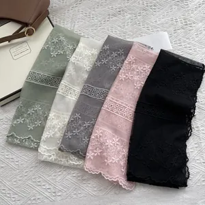 Damen Koreanisch Süß Spitze Hohl Blumen Stickerei Schal Wellenkante Netz Halstuch Schultertuch Für Dating Tee Party Elegant