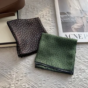 Vintage forest green and coffee cotton pocket squares with stylish dot patterns