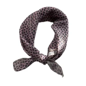 55cm dusty pink paisley print silk-feel square scarf with elegant knot styling