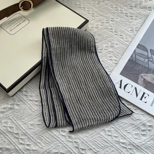 Linen plaid skinny scarf for women with breathable texture and casual aesthetic