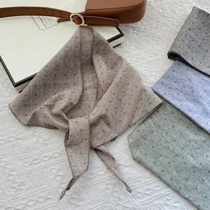 Women's Floral Print Cotton Triangle Scarf Vintage Literary Style Small Neck Scarf Hair Band Fashion Headscarf Accessory