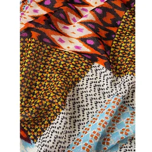 Bohemian geometric diamond print scarf shawl with colorful tie-dye patterns and soft fringe