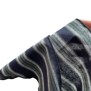 Pañuelo triangular de rayas de algodón y lino con diseño retro azul oscuro y verde