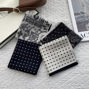 Retro polka dot and paisley silk cotton square scarves set for women neck decoration