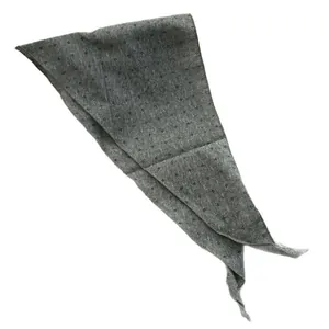 Lightweight cotton linen printed scarf with black clover patterns in dark grey