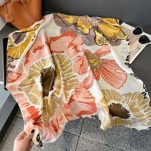 Écharpe femme en coton et lin à imprimé floral bohème avec accessoires de voyage été